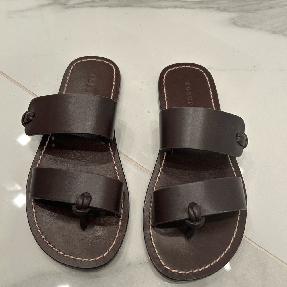 Soeur Brown Leather Sandals